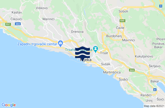 Grad Rijeka, Croatia tide times map