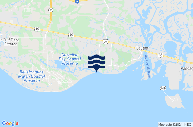Graveline Bayou Entrance, United States tide chart map