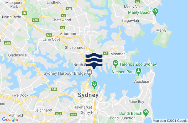 Great Sirius Cove, Australia tide times map