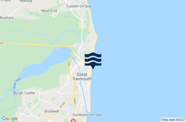 Great Yarmouth, United Kingdom tide times map