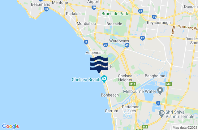 Greater Dandenong, Australia tide times map