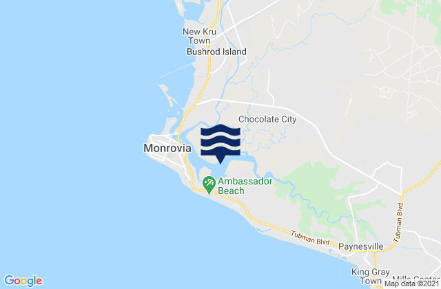 Greater Monrovia, Liberia tide times map