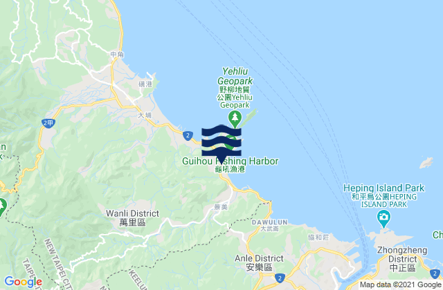 Green Bay, Taiwan tide times map