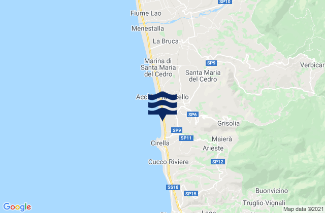Grisolia, Italy tide times map
