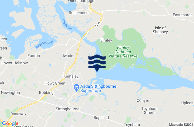 Grovehurst Jetty, United Kingdom tide times map