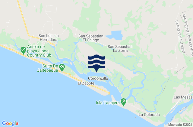 Guadalupe, El Salvador tide times map