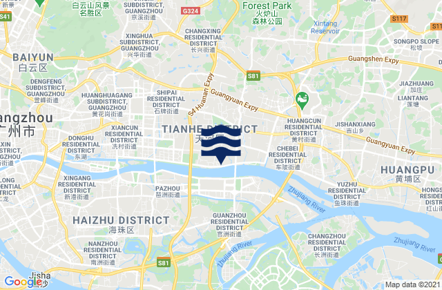 Guangzhou, China tide times map