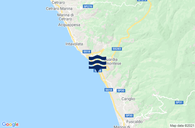 Guardia Piemontese, Italy tide times map