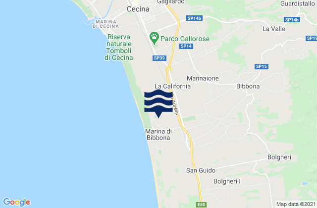 Guardistallo, Italy tide times map