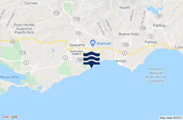 Guayama, Puerto Rico tide times map