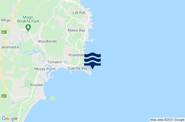 Guerilla Bay, Australia tide times map