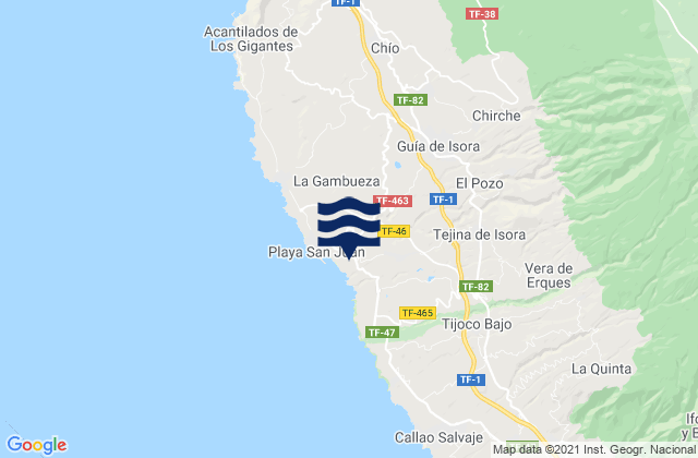 Guia de Isora, Spain tide times map