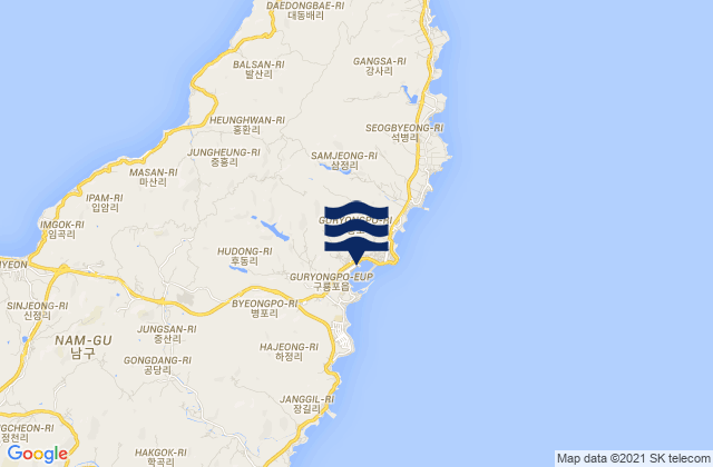 Guryongpo, South Korea tide times map