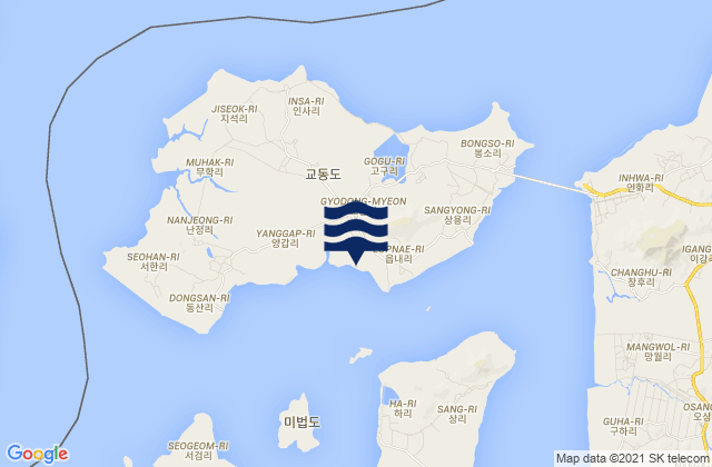Gyodong, South Korea tide times map
