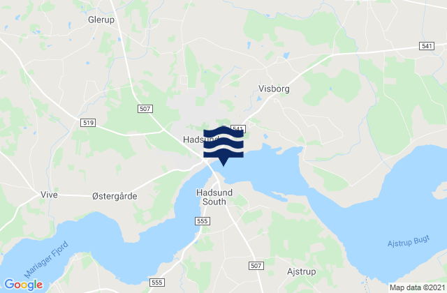 Hadsund, Denmark tide times map