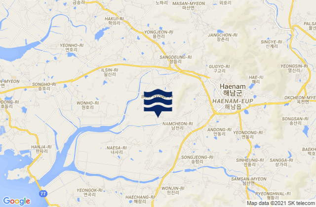 Haenam, South Korea tide times map