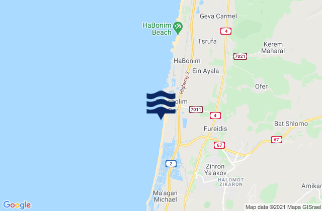 Haifa, Israel tide times map