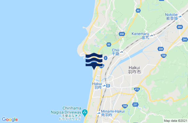 Hakui Shi, Japan tide times map