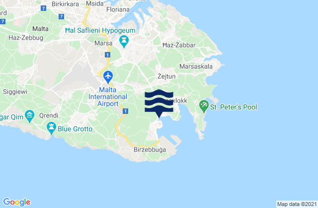 Hal Ghaxaq, Malta tide times map