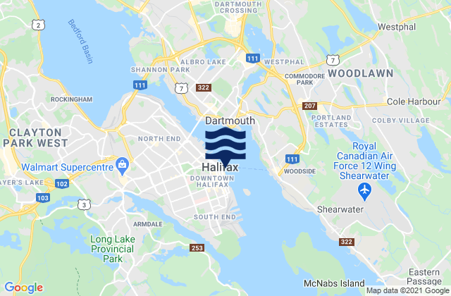 Halifax, Canada tide times map