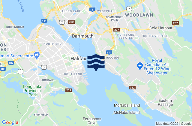 Halifax Harbour, Canada tide times map