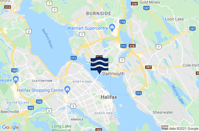Halifax, Canada tide times map