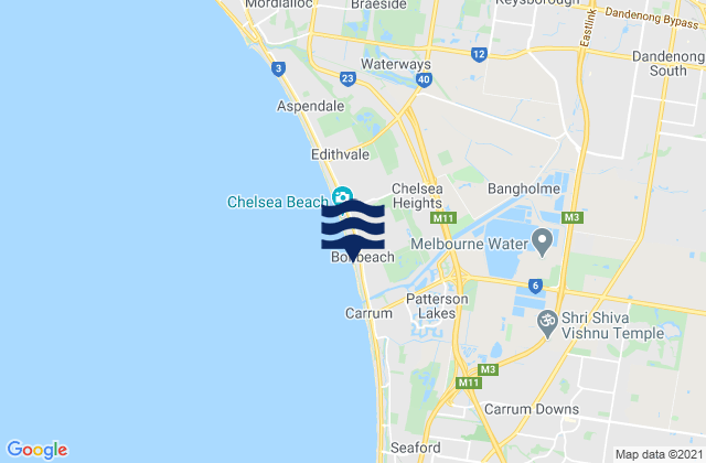 Hallam, Australia tide times map
