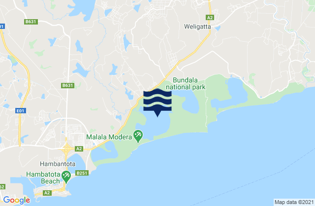Hambantota District, Sri Lanka tide times map
