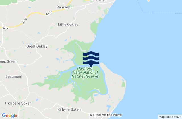 Hamford Water, United Kingdom tide times map
