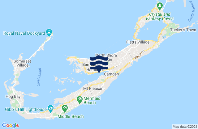 Hamilton City, Bermuda tide times map