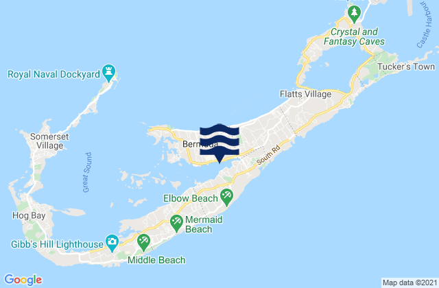 Hamilton, Bermuda tide times map