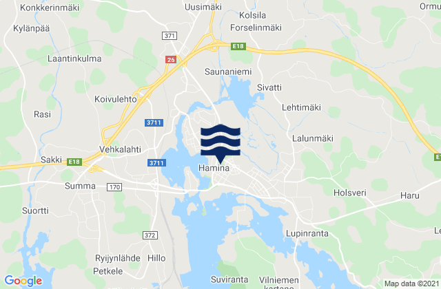 Hamina, Finland tide times map