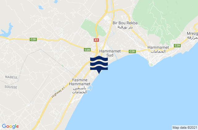Hammamet, Tunisia tide times map