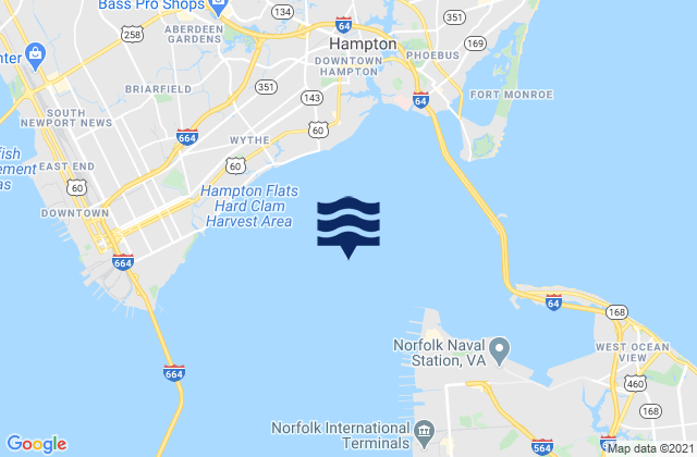 Hampton Roads, United States tide chart map