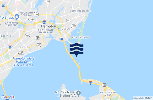 Hampton Roads entrance midchannel, United States tide chart map
