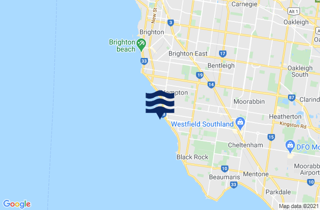Hampton, Australia tide times map