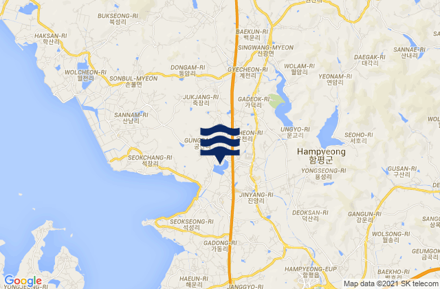 Hampyeong-gun, South Korea tide times map