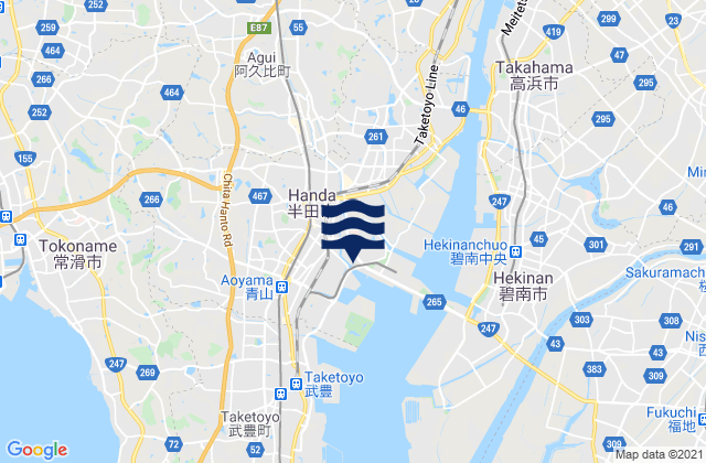 Handa-shi, Japan tide times map