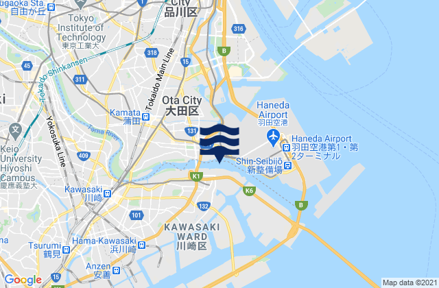 Haneda, Japan tide times map