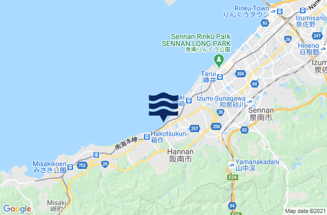 Hannan Shi, Japan tide times map