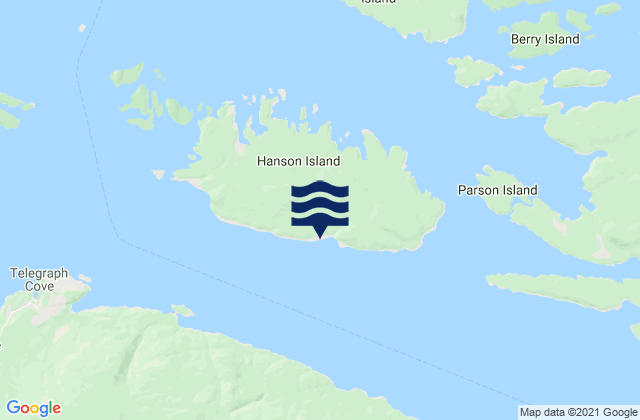 Hanson Island, Canada tide times map