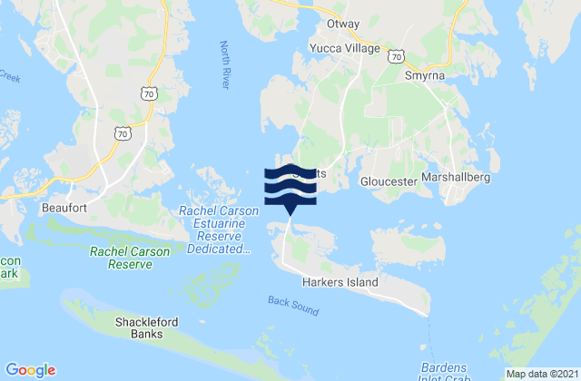 Harkers Island Bridge, United States tide chart map