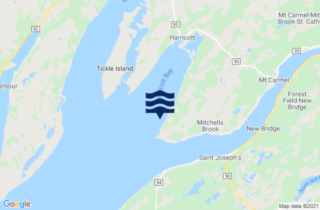 Harricott Bay, Canada tide times map
