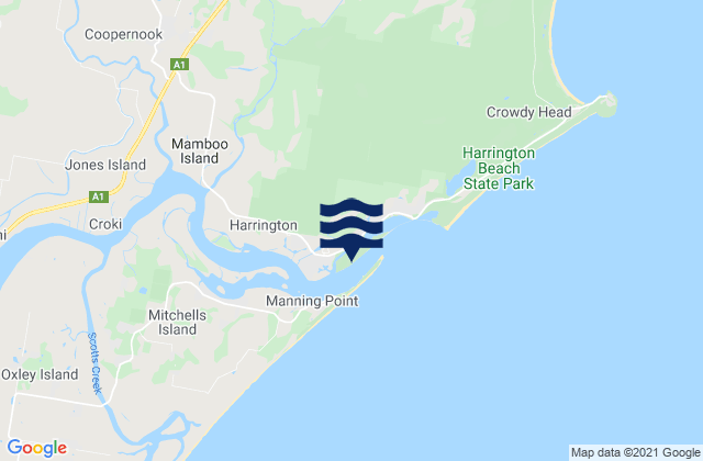 Harrington Inlet, Australia tide times map