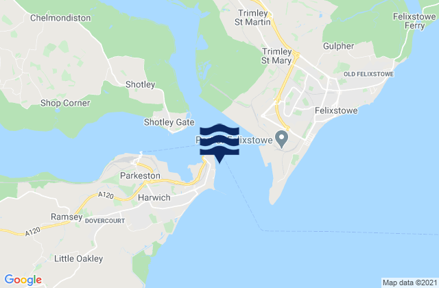 Harwich - Sailing Club Beach, United Kingdom tide times map