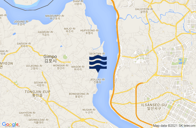 Haseong, South Korea tide times map