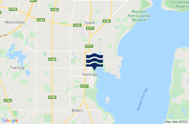 Hastings, Australia tide times map