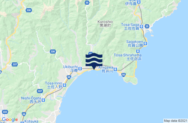 Hata-gun, Japan tide times map