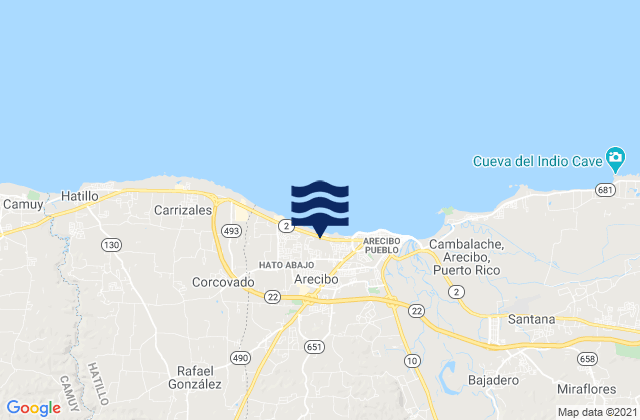 Hato Arriba Barrio, Puerto Rico tide times map