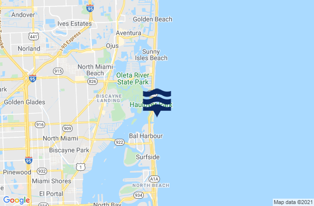 Haulover Pier (N. Miami Beach), United States tide chart map